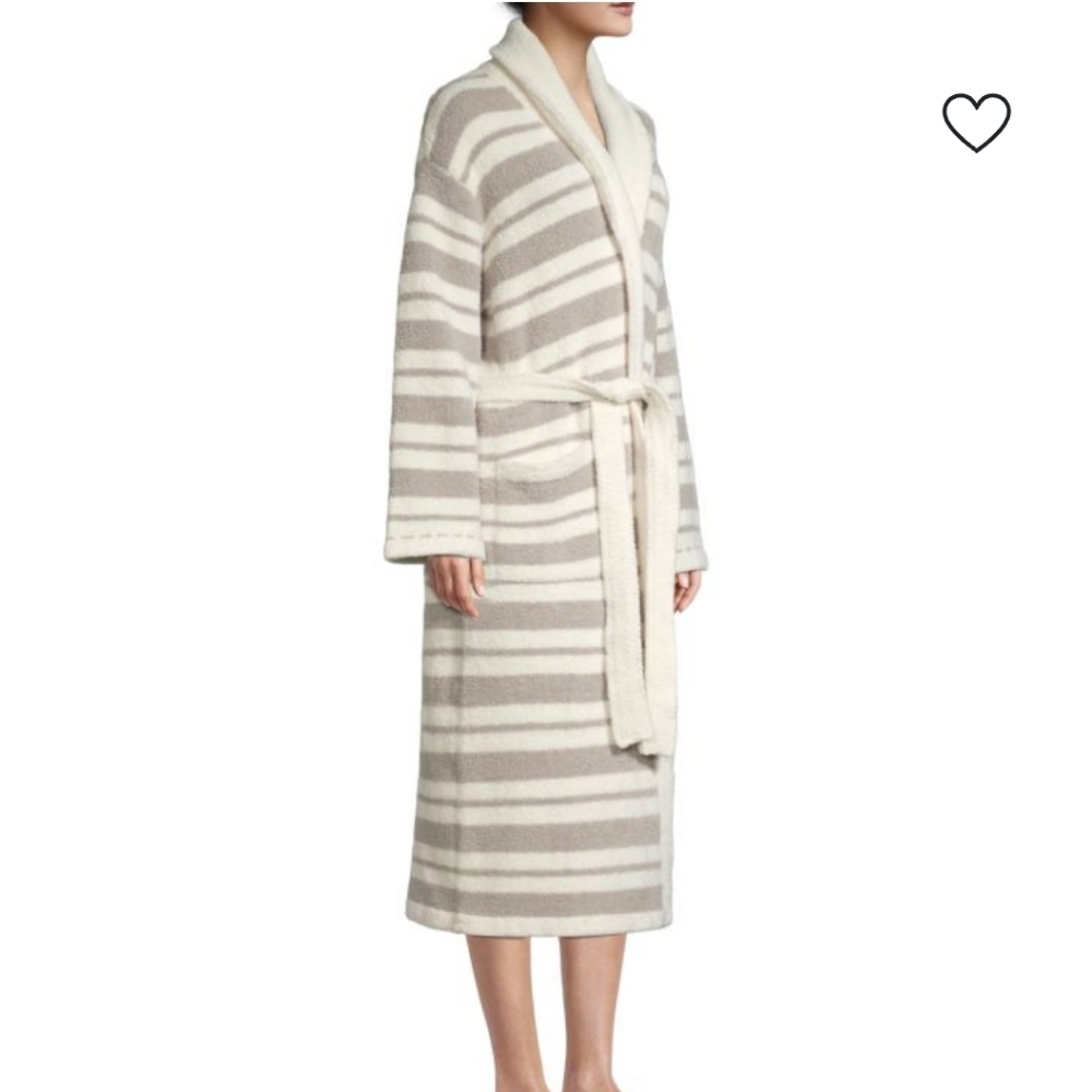 Barefoot Dreams Striped Cozy Robe in Gray and Cream